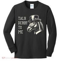 Horse Derby Party Blue Hat Talk Derby To Me Kids Long Sleeve Shirt thumb 0