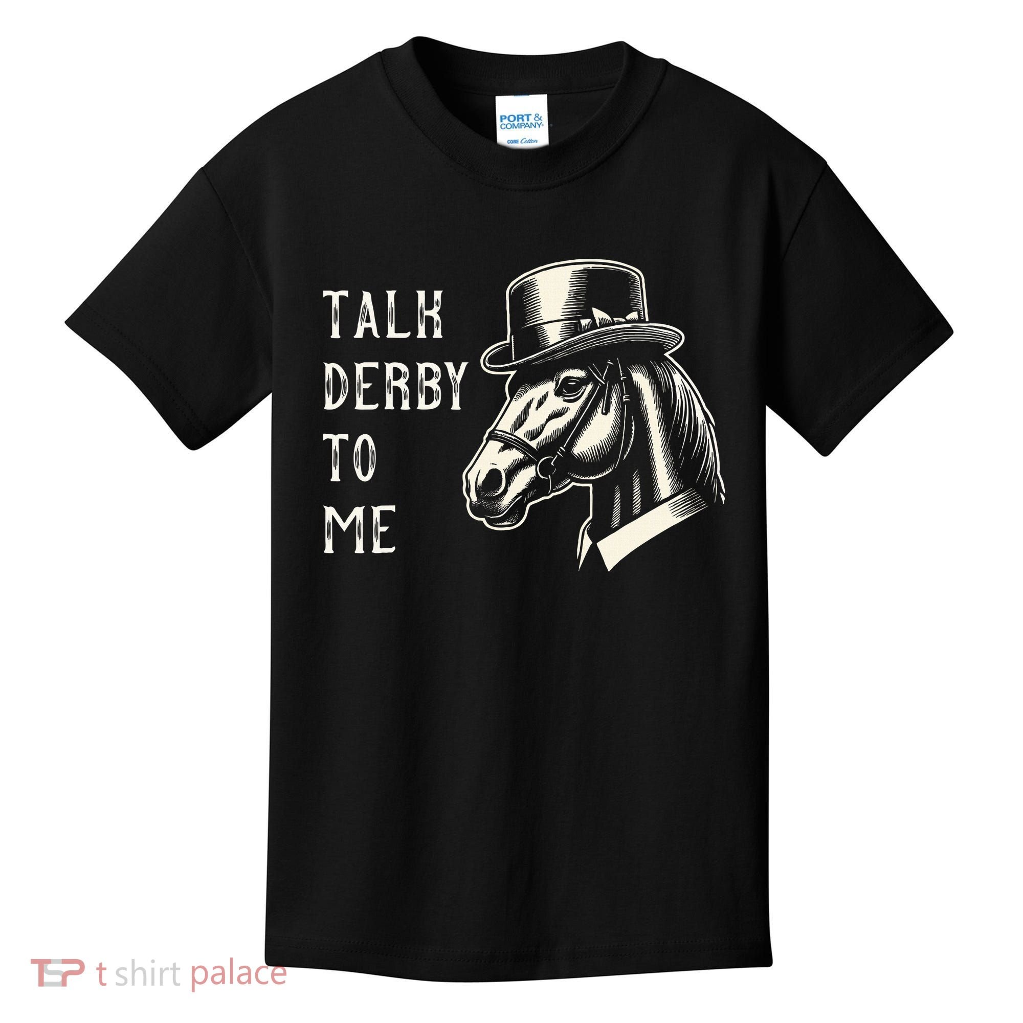 Horse Derby Party Blue Hat Talk Derby To Me Kids T-Shirt