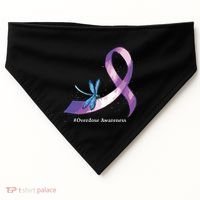 Hippie Dragonfly Purple Ribbon Overdose Awareness USA-Made Doggie Bandana thumb 0