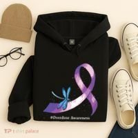Hippie Dragonfly Purple Ribbon Overdose Awareness Hoodie thumb 4