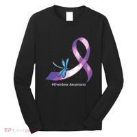 Hippie Dragonfly Purple Ribbon Overdose Awareness Long Sleeve Shirt thumb 0