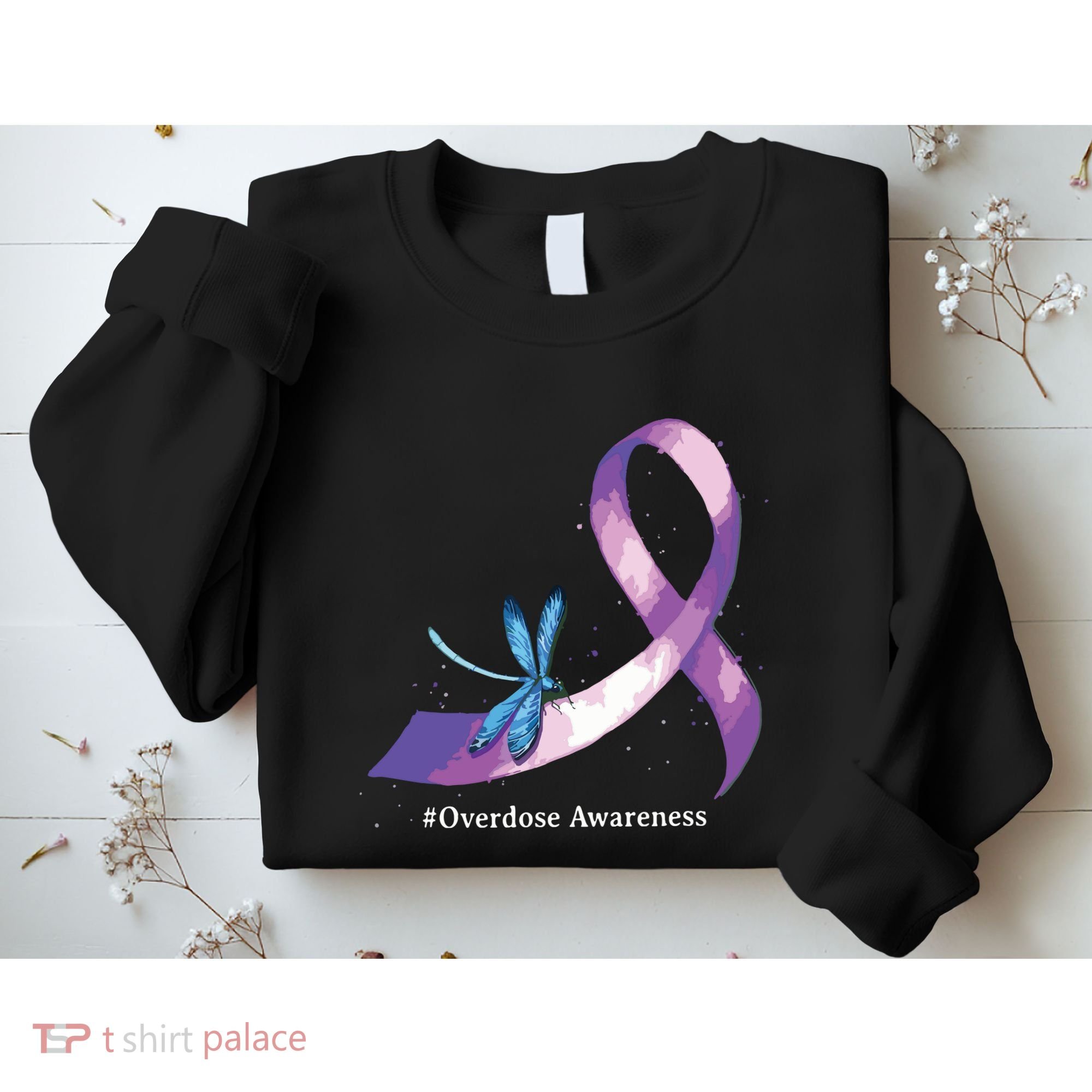 Hippie Dragonfly Purple Ribbon Overdose Awareness Sweatshirt