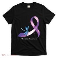 Hippie Dragonfly Purple Ribbon Overdose Awareness T-Shirt thumb 0