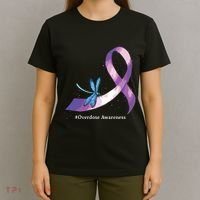 Hippie Dragonfly Purple Ribbon Overdose Awareness T-Shirt thumb 4