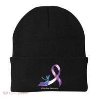 Hippie Dragonfly Purple Ribbon Overdose Awareness Beanie thumb 0