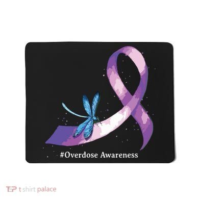 Hippie Dragonfly Purple Ribbon Overdose Awareness Mousepad