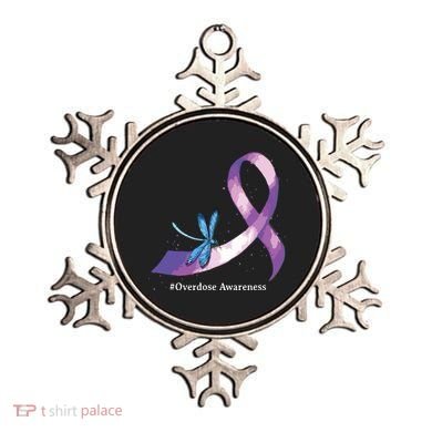 Hippie Dragonfly Purple Ribbon Overdose Awareness Ornament
