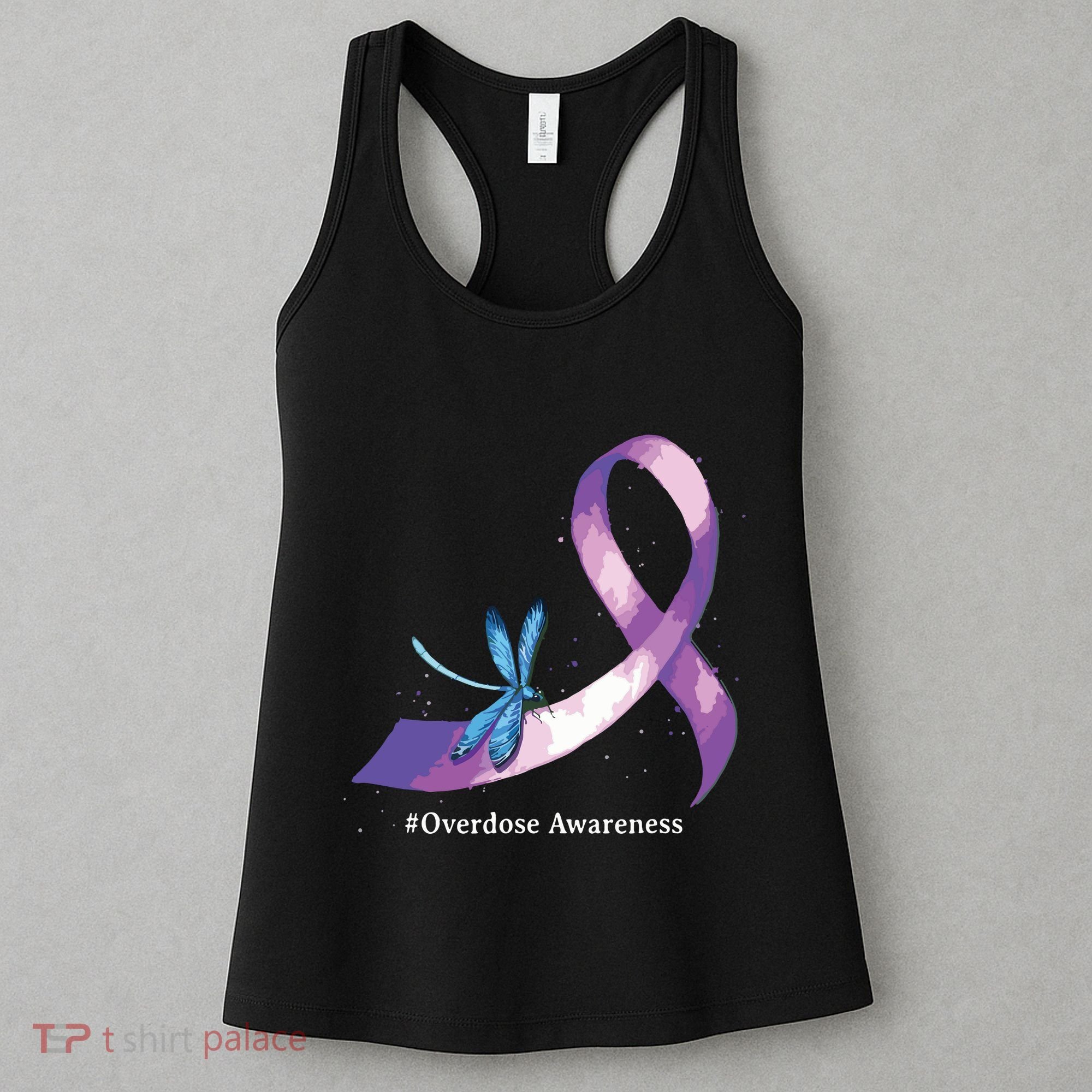Hippie Dragonfly Purple Ribbon Overdose Awareness Women's Tank Top