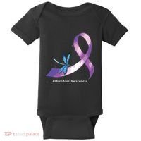 Hippie Dragonfly Purple Ribbon Overdose Awareness Baby Bodysuit thumb 0