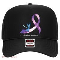 Hippie Dragonfly Purple Ribbon Overdose Awareness Hat thumb 0