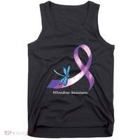 Hippie Dragonfly Purple Ribbon Overdose Awareness Tank Top thumb 0