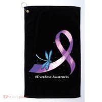 Hippie Dragonfly Purple Ribbon Overdose Awareness Golf Towel thumb 0