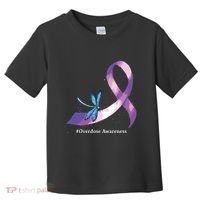 Hippie Dragonfly Purple Ribbon Overdose Awareness Toddler T-Shirt thumb 0