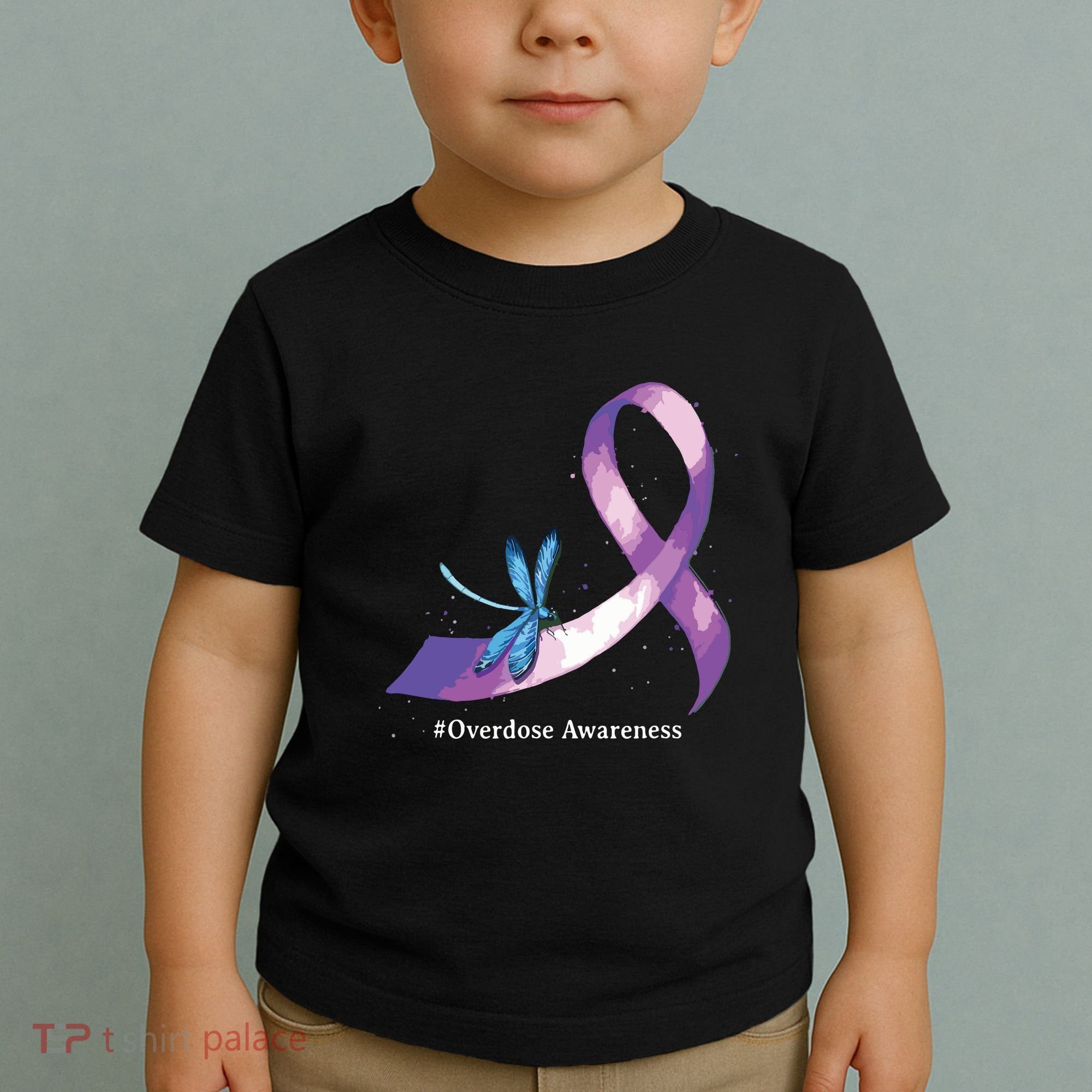 Hippie Dragonfly Purple Ribbon Overdose Awareness Toddler T-Shirt