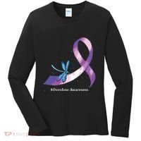 Hippie Dragonfly Purple Ribbon Overdose Awareness Women's Long Sleeve Shirt thumb 0