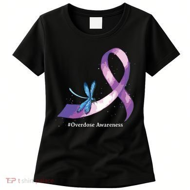 Hippie Dragonfly Purple Ribbon Overdose Awareness Women's T-Shirt