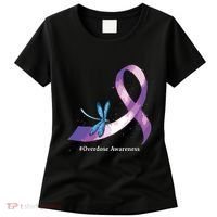 Hippie Dragonfly Purple Ribbon Overdose Awareness Women's T-Shirt thumb 0
