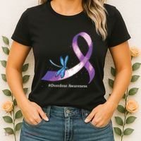 Hippie Dragonfly Purple Ribbon Overdose Awareness Women's T-Shirt thumb 2