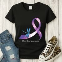 Hippie Dragonfly Purple Ribbon Overdose Awareness Women's T-Shirt thumb 3