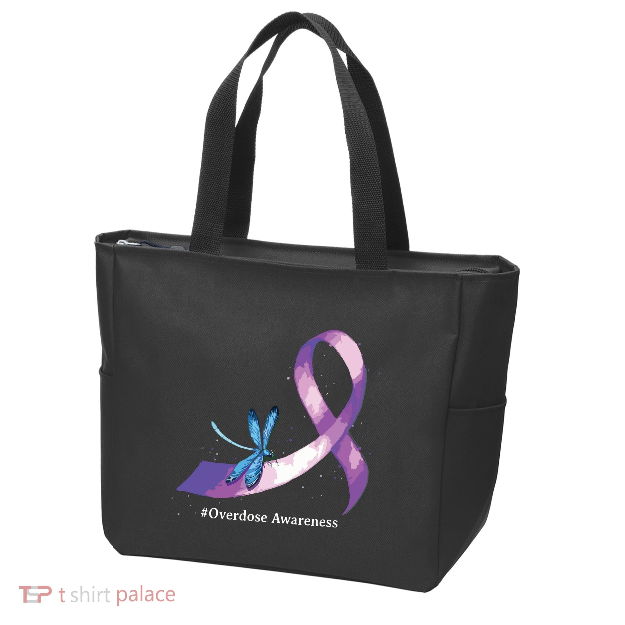 Hippie Dragonfly Purple Ribbon Overdose Awareness Tote Bag