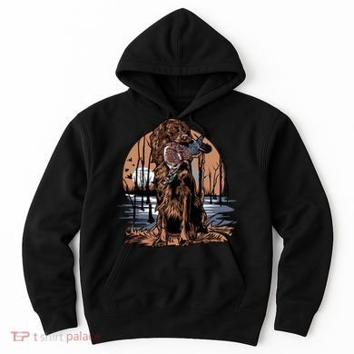 Hunting Dog Retrieving Duck Swamp Scene Hoodie