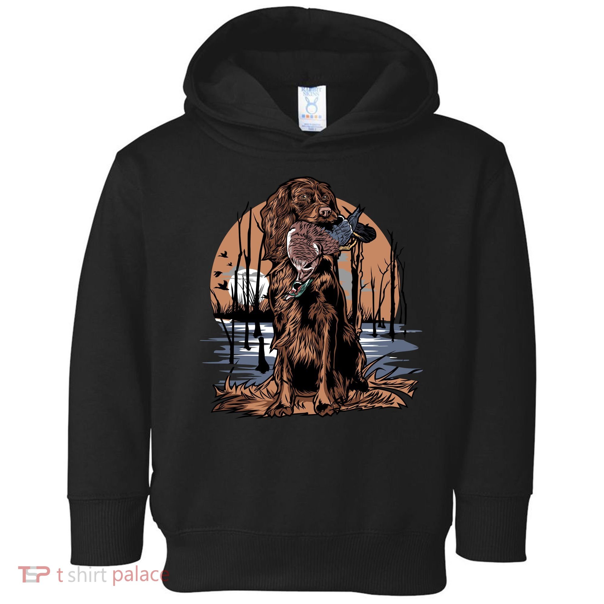Hunting Dog Retrieving Duck Swamp Scene Toddler Hoodie