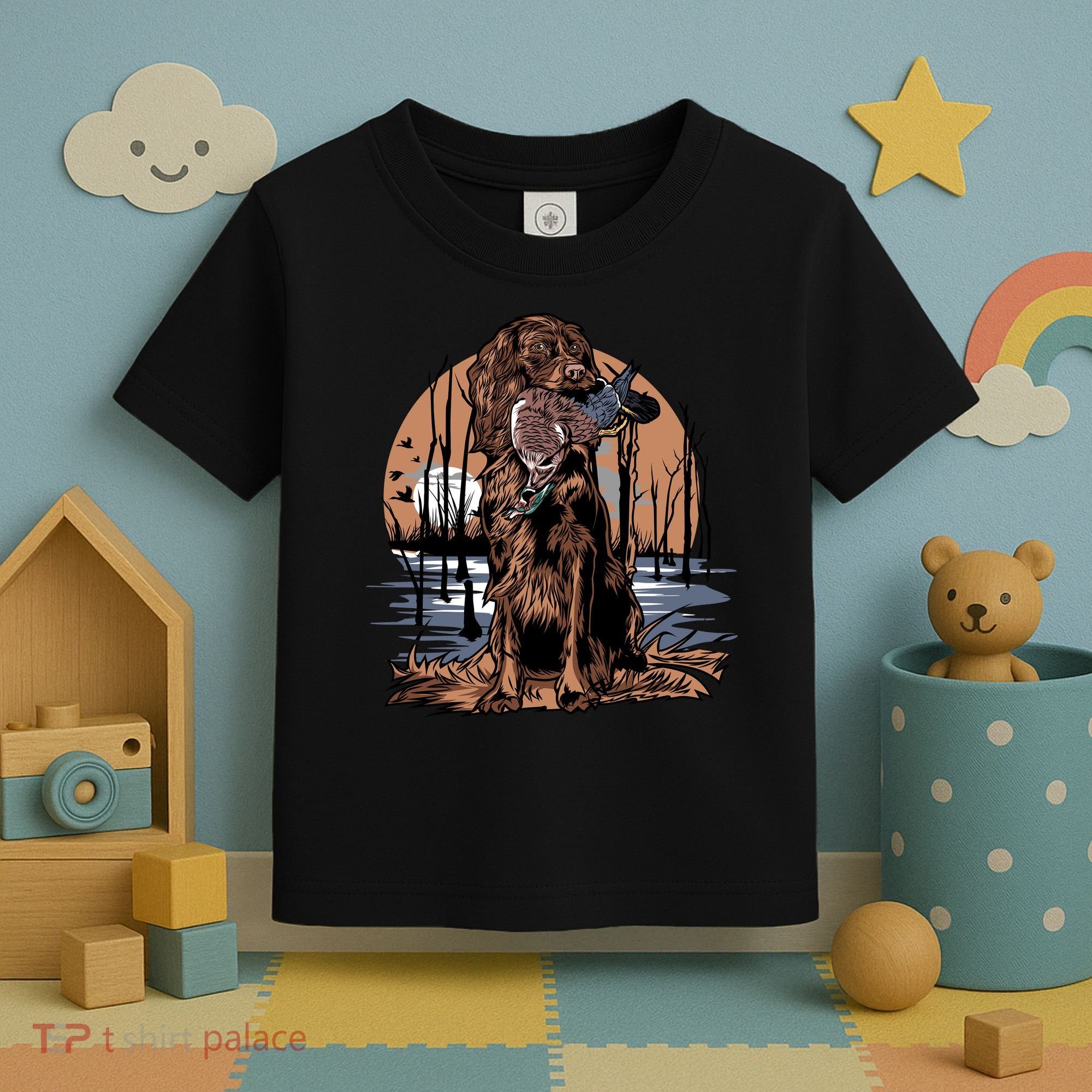Hunting Dog Retrieving Duck Swamp Scene Toddler T-Shirt