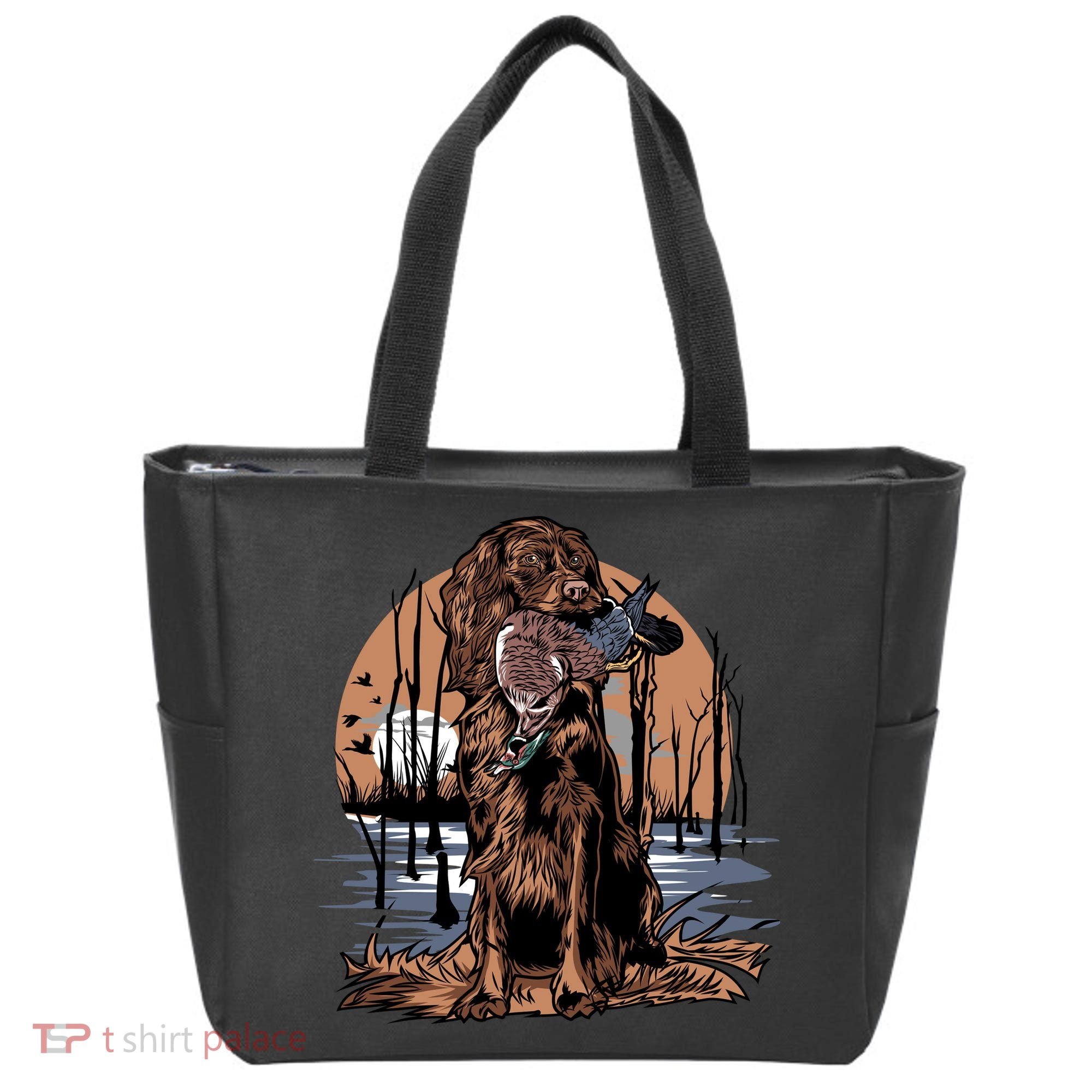 Hunting Dog Retrieving Duck Swamp Scene Tote Bag