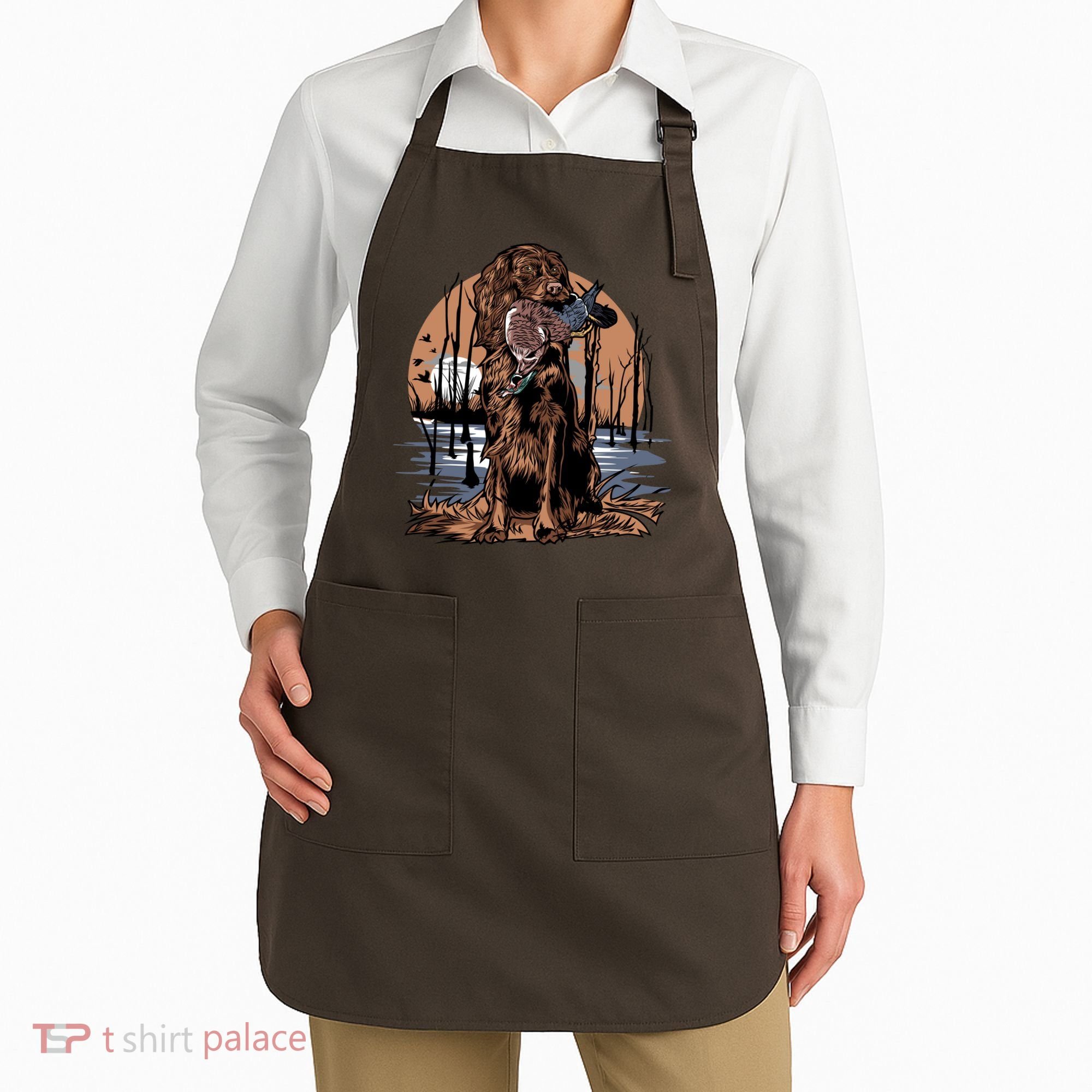 Hunting Dog Retrieving Duck Swamp Scene Apron