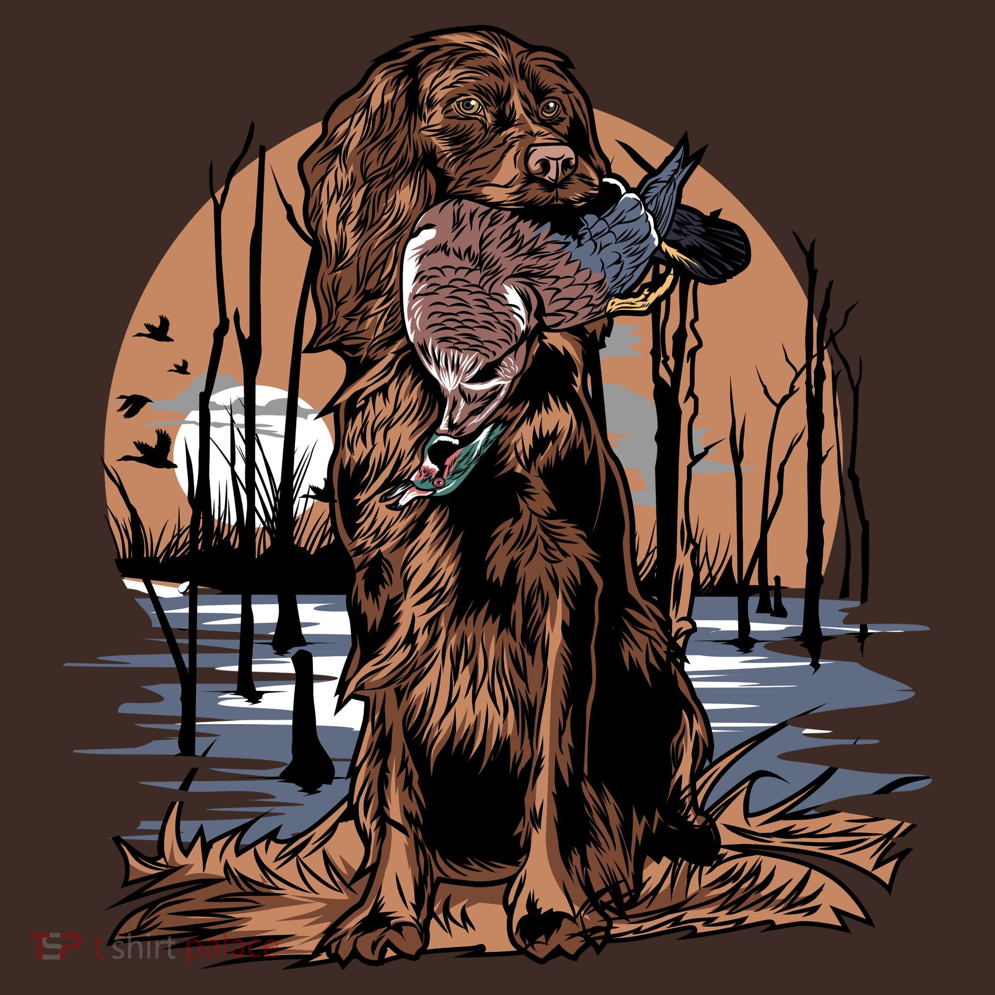 Hunting Dog Retrieving Duck Swamp Scene Baby Bodysuit