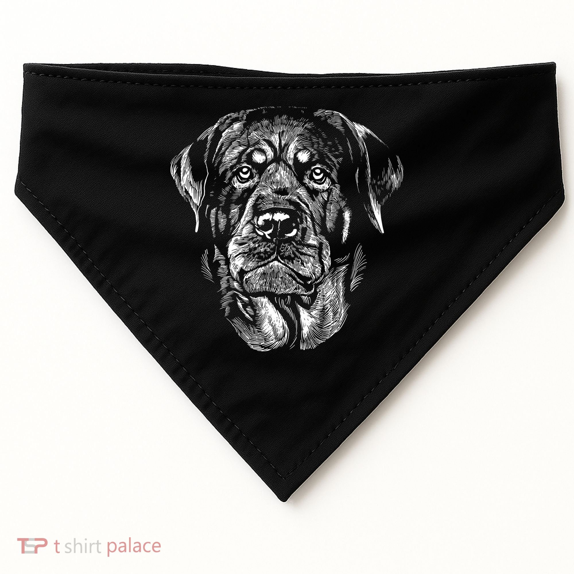 Hand Drawn Rottweiler Dog USA-Made Doggie Bandana