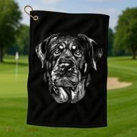 Hand Drawn Rottweiler Dog Golf Towel thumb 1