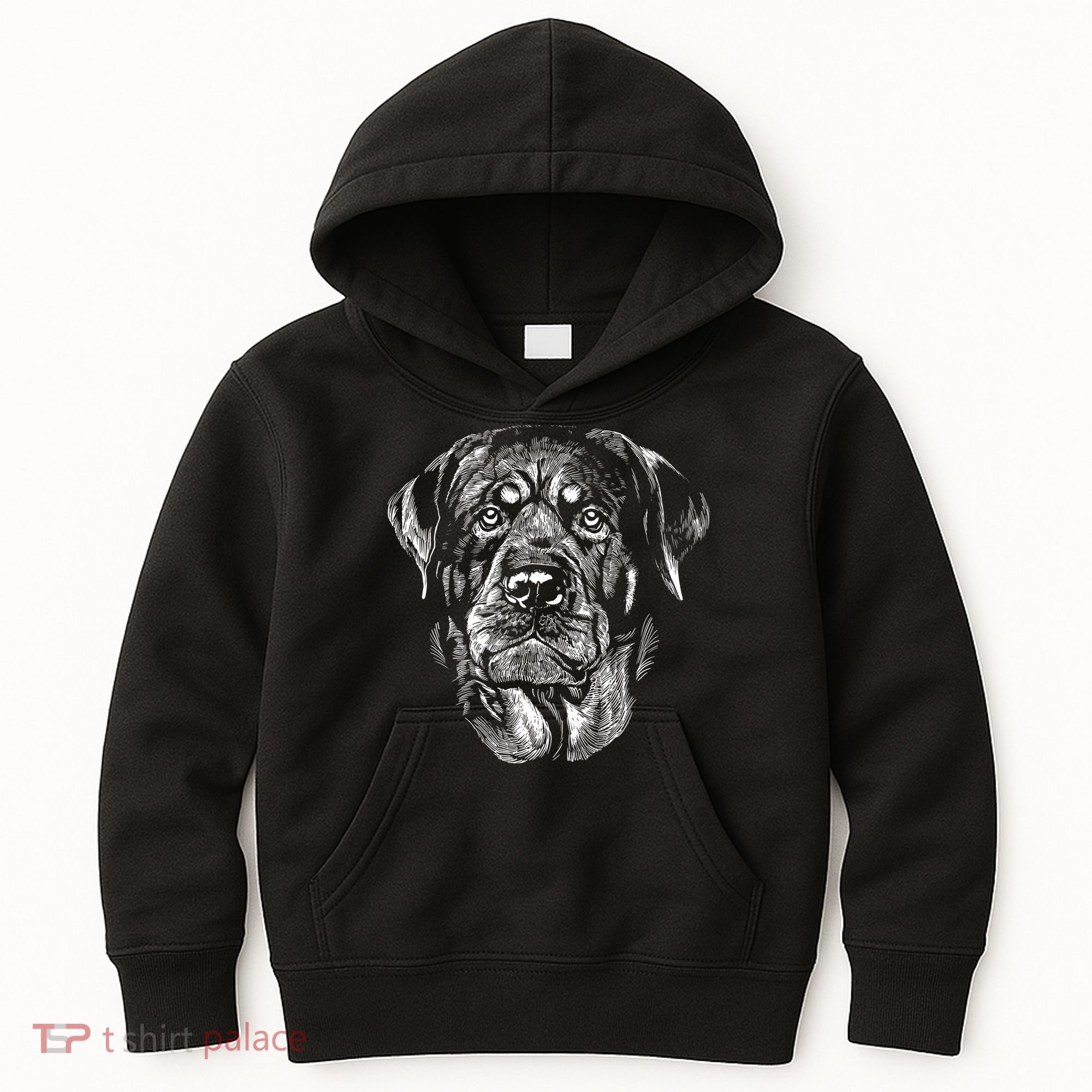 Hand Drawn Rottweiler Dog Kids Hoodie
