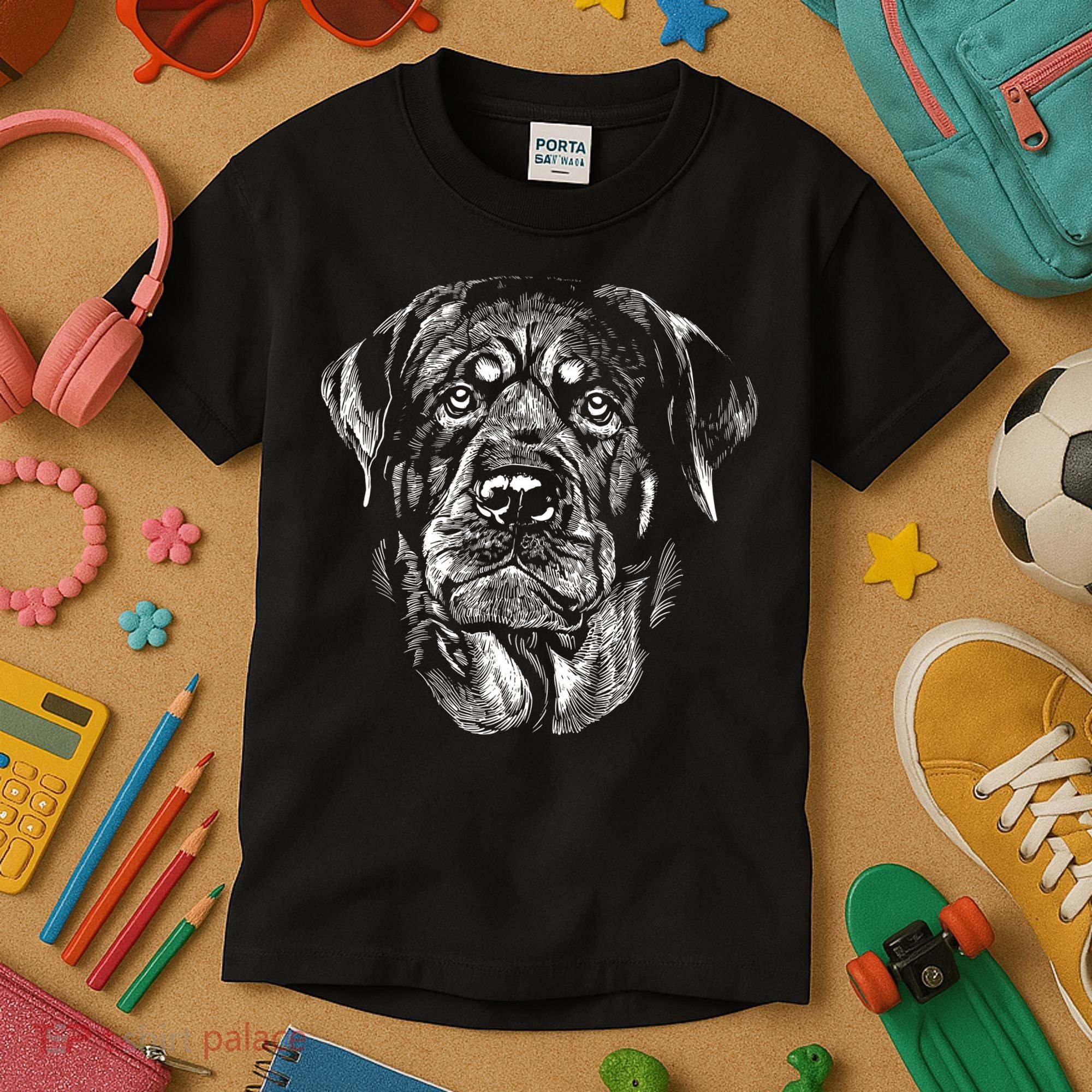 Hand Drawn Rottweiler Dog Kids T-Shirt