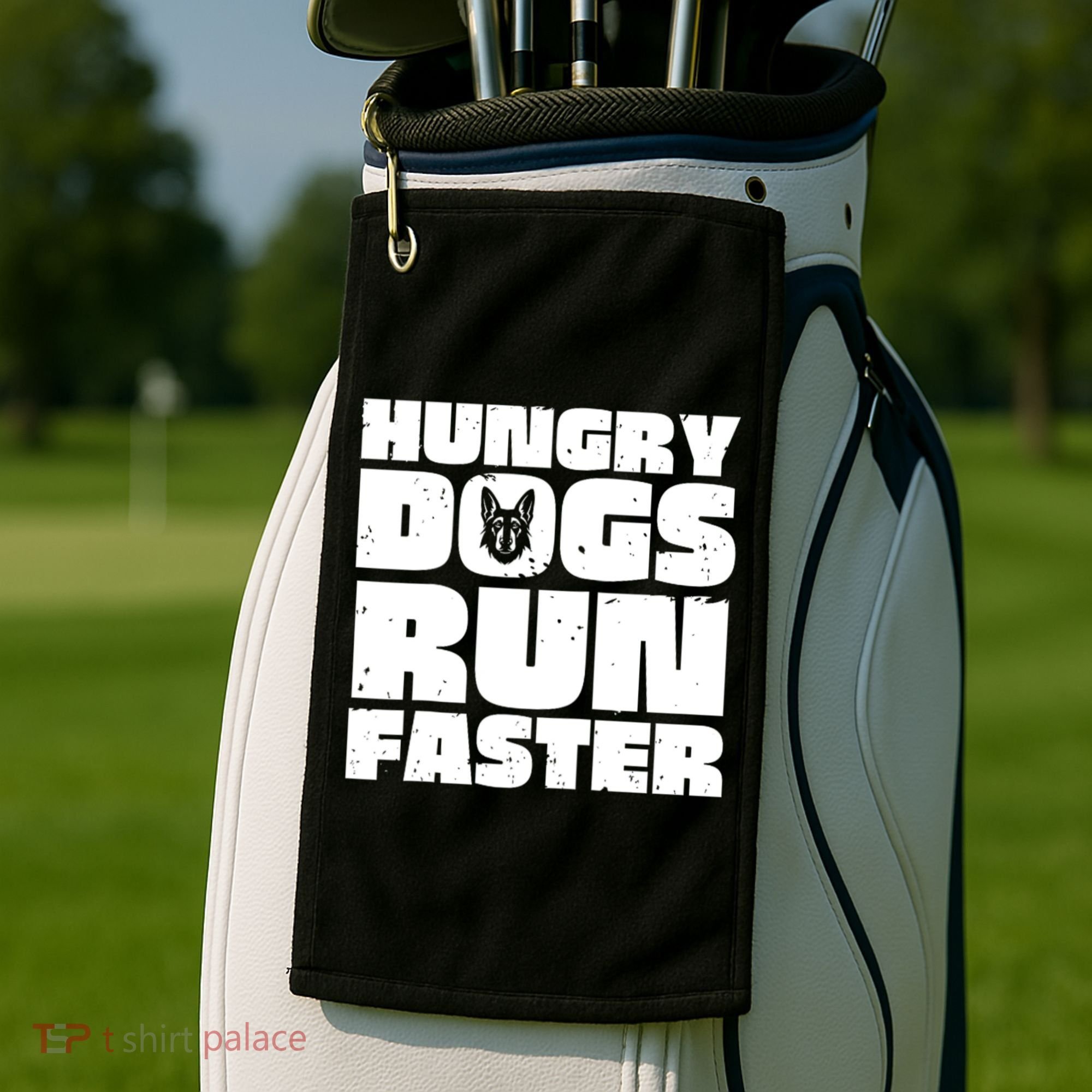 Hungry Dogs Run Faster Golf Towel