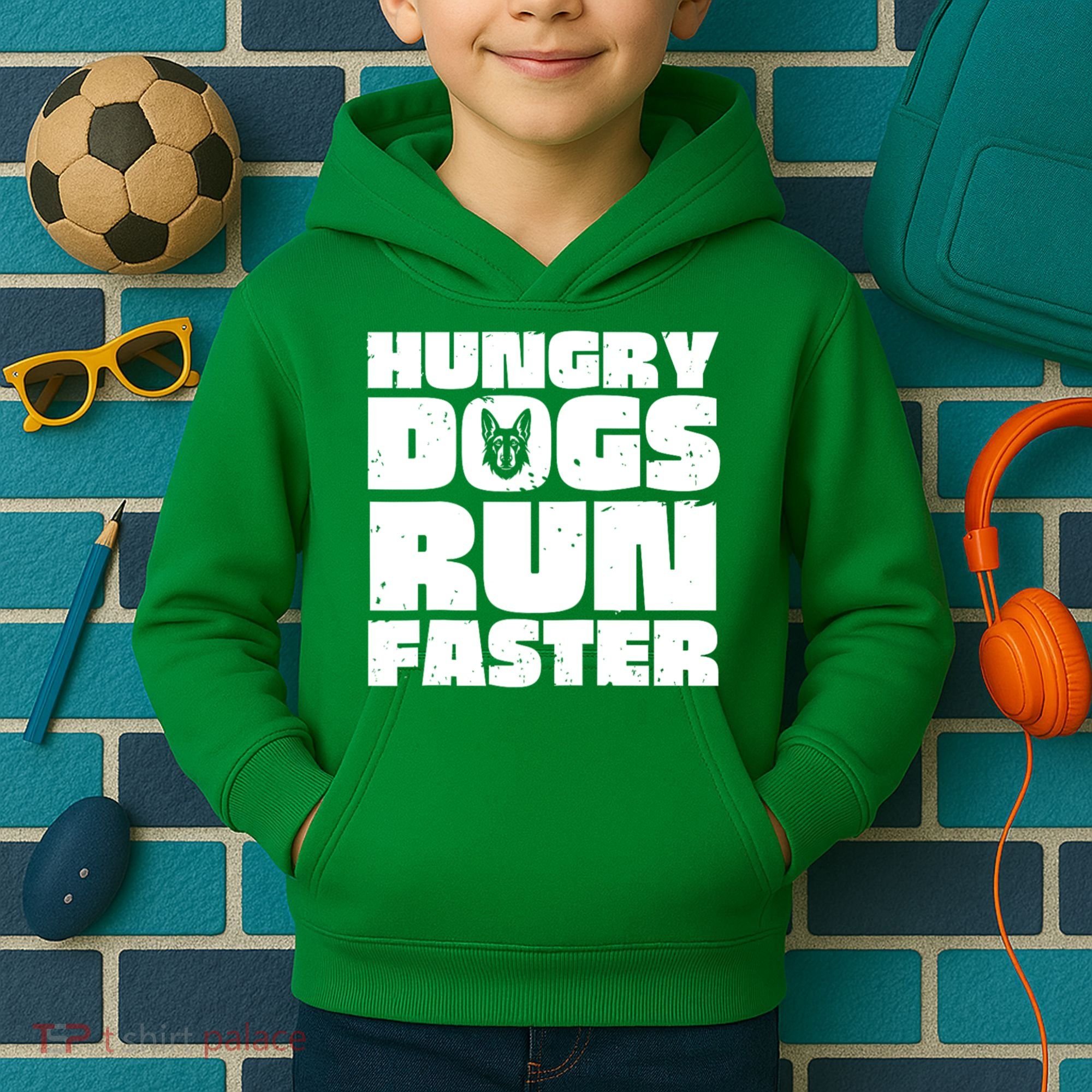 Hungry Dogs Run Faster Kids Hoodie