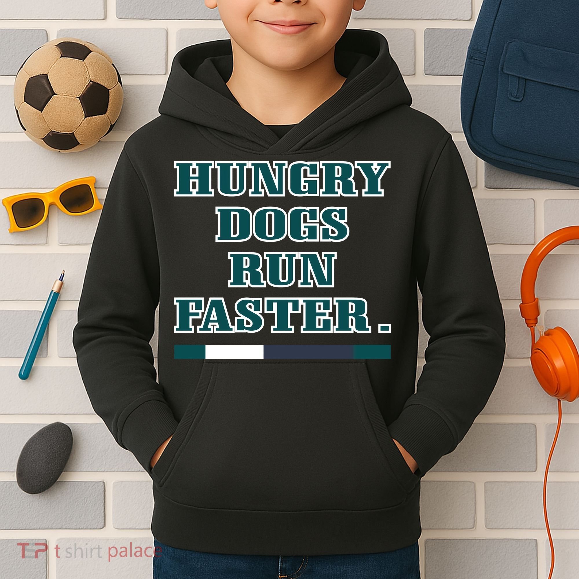 Hungry Dogs Run Faster Funny Kids Hoodie