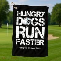 Hungry Dogs Run Faster Golf Towel thumb 1