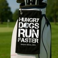 Hungry Dogs Run Faster Golf Towel thumb 2