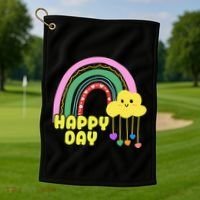 Happy Day Retro 80s Sunshine Golf Towel thumb 1