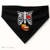 Halloween Dad Skeleton Pregnancy Hamburger Fries Xray Funny USA-Made Doggie Bandana thumb 0