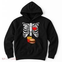Halloween Dad Skeleton Pregnancy Hamburger Fries Xray Funny Hoodie thumb 0