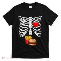 Halloween Dad Skeleton Pregnancy Hamburger Fries Xray Funny T-Shirt thumb 0