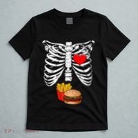 Halloween Dad Skeleton Pregnancy Hamburger Fries Xray Funny T-Shirt thumb 5