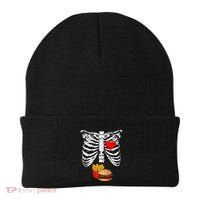 Halloween Dad Skeleton Pregnancy Hamburger Fries Xray Funny Beanie thumb 0