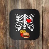 Halloween Dad Skeleton Pregnancy Hamburger Fries Xray Funny Coaster thumb 0