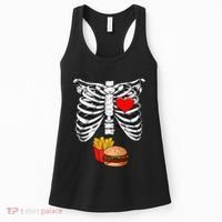 Halloween Dad Skeleton Pregnancy Hamburger Fries Xray Funny Women's Tank Top thumb 0