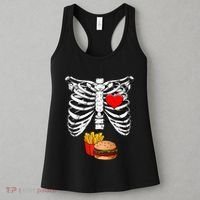 Halloween Dad Skeleton Pregnancy Hamburger Fries Xray Funny Women's Tank Top thumb 3