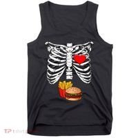 Halloween Dad Skeleton Pregnancy Hamburger Fries Xray Funny Tank Top thumb 0