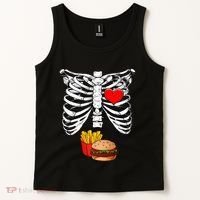 Halloween Dad Skeleton Pregnancy Hamburger Fries Xray Funny Tank Top thumb 2